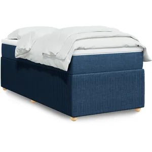 vidaXL Vidaxl Sommier À Lattes De Lit Avec Matelas Bleu 80x200 Cm Tissu pas cher