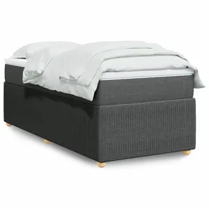 vidaXL Sommier à lattes de lit et matelas Gris foncé 90x190 cm Tissu pas cher