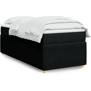 vidaXL Sommier à lattes de lit avec matelas Noir 90x190 cm Tissu pas cher