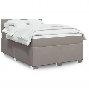 vidaXL Sommier à lattes de lit avec matelas Taupe 140x200 cm Tissu pas cher