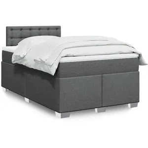 vidaXL Sommier à lattes de lit avec matelas gris foncé 120x190cm tissu pas cher