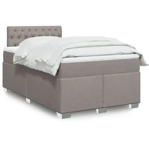 vidaXL Vidaxl Sommier À Lattes De Lit Avec Matelas Taupe 120x190 Cm Tissu pas cher