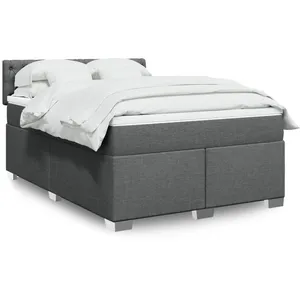vidaXL Sommier à lattes de lit avec matelas Gris foncé 140x190cm Tissu pas cher