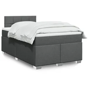 vidaXL Sommier à lattes de lit avec matelas gris foncé 120x190cm tissu pas cher