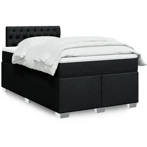 vidaXL Sommier à lattes de lit avec matelas noir 120x190 cm tissu pas cher