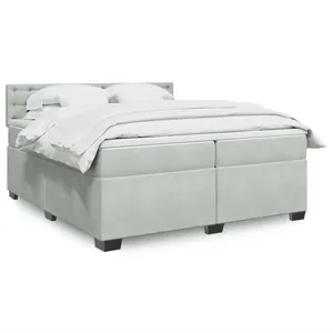 vidaXL Sommier à lattes de lit et matelas Gris clair 200x200cm Velours pas cher