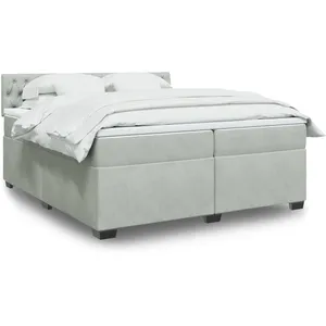 vidaXL Sommier à lattes de lit et matelas Gris clair 200x200cm Velours pas cher