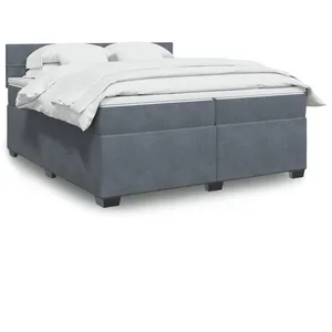 vidaXL Sommier à lattes de lit et matelas Gris foncé 200x200cm Velours pas cher
