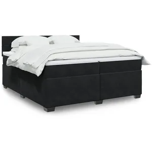 vidaXL Sommier à lattes de lit et matelas Noir 200x200 cm Velours pas cher