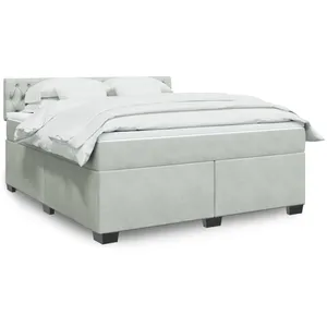 vidaXL Sommier à lattes de lit et matelas Gris clair 180x200cm Velours pas cher
