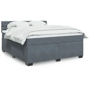 vidaXL Sommier à lattes de lit et matelas Gris foncé 180x200cm Velours pas cher