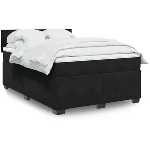 vidaXL Sommier à lattes de lit et matelas Noir 160x200 cm Velours pas cher