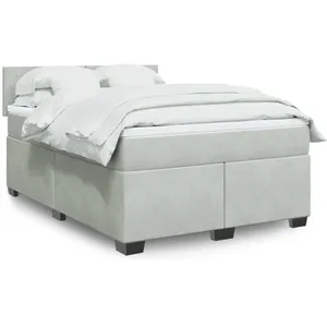 vidaXL Sommier à lattes de lit et matelas Gris clair 160x200cm Velours pas cher