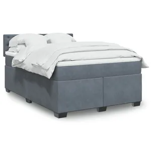 vidaXL Sommier à lattes de lit et matelas Gris foncé 140x200cm Velours pas cher