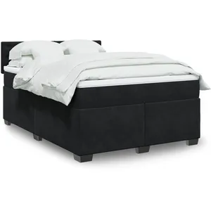 vidaXL Sommier à lattes de lit avec matelas Noir 140x200 cm Velours pas cher