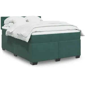 vidaXL Sommier à lattes de lit et matelas Vert foncé 140x200cm Velours pas cher