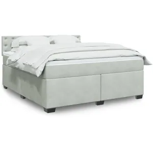vidaXL Sommier à lattes de lit et matelas Gris clair 180x200cm Velours pas cher