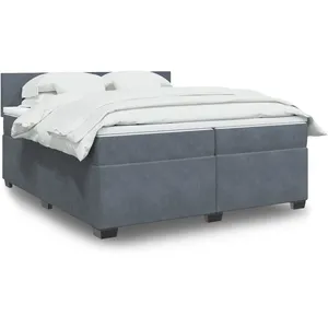 vidaXL Sommier à lattes de lit et matelas Gris foncé 200x200cm Velours pas cher