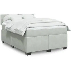 vidaXL Sommier à lattes de lit et matelas Gris clair 140x200cm Velours pas cher
