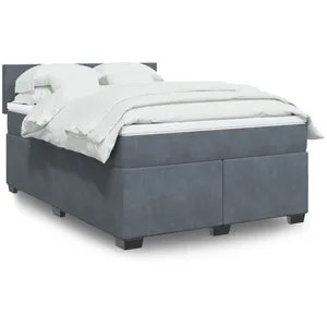 vidaXL Sommier à lattes de lit et matelas Gris foncé 140x200cm Velours pas cher
