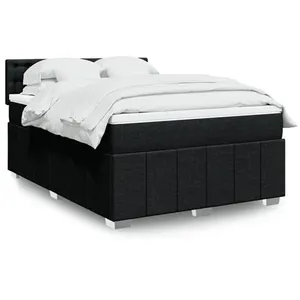 vidaXL Sommier à lattes de lit avec matelas Noir 140x200 cm Tissu pas cher