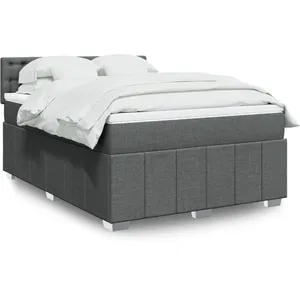 vidaXL Sommier à lattes de lit avec matelas Gris foncé 140x190cm Tissu pas cher