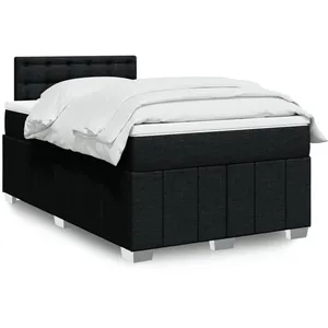 vidaXL Vidaxl Sommier À Lattes De Lit Avec Matelas Noir 120x200 Cm Tissu pas cher