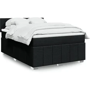 vidaXL Sommier à lattes de lit avec matelas Noir 140x190 cm Tissu pas cher