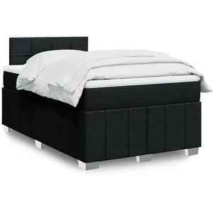 vidaXL Vidaxl Sommier À Lattes De Lit Avec Matelas Noir 120x200 Cm Tissu pas cher