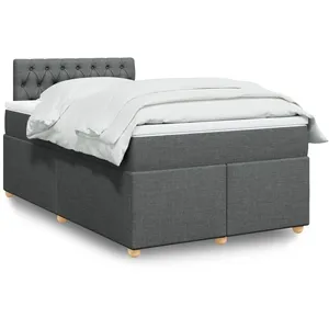 vidaXL Sommier à lattes de lit avec matelas Gris foncé 120x200cm Tissu pas cher