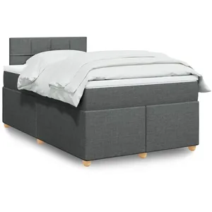 vidaXL Sommier à lattes de lit avec matelas Gris foncé 120x200cm Tissu pas cher