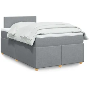 vidaXL Sommier à lattes de lit avec matelas Gris clair 120x200cm Tissu pas cher