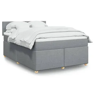 vidaXL Sommier à lattes de lit avec matelas Gris clair 140x200cm Tissu pas cher