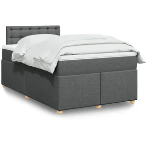 vidaXL Sommier à lattes de lit avec matelas Gris foncé 120x200cm Tissu pas cher