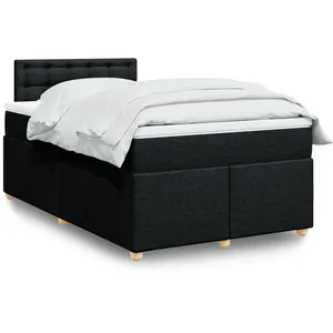 vidaXL Sommier à lattes de lit avec matelas noir 120x190 cm tissu pas cher