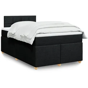 vidaXL Sommier à lattes de lit avec matelas noir 120x190 cm tissu pas cher