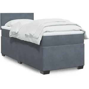 vidaXL Sommier à lattes de lit et matelas Gris foncé 90x200 cm Velours pas cher