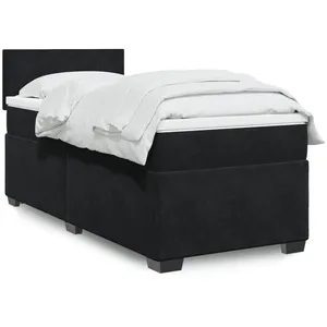vidaXL Sommier à lattes de lit avec matelas Noir 90x190 cm Velours pas cher