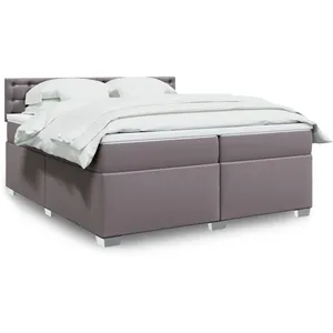 vidaXL Sommier à lattes de lit avec matelas Gris 200x200 cm Similicuir pas cher