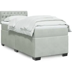 vidaXL Sommier à lattes de lit et matelas Gris clair 90x190 cm Velours pas cher