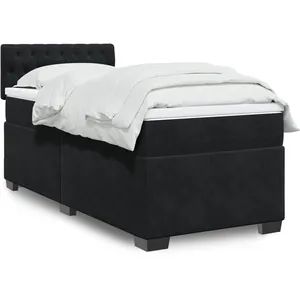vidaXL Sommier à lattes de lit et matelas Noir 80x200 cm Velours pas cher