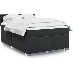 vidaXL Sommier à lattes de lit avec matelas Noir 140x200 cm Similicuir pas cher