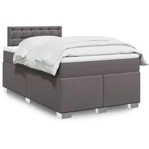 vidaXL Sommier à lattes de lit avec matelas Gris 120x200 cm Similicuir pas cher