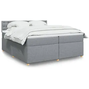 vidaXL Sommier à lattes de lit avec matelas Gris clair 200x200cm Tissu pas cher