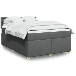 vidaXL Sommier à lattes de lit avec matelas Gris foncé 160x200cm Tissu