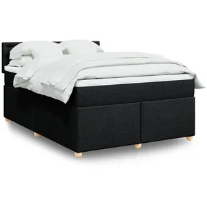 vidaXL Sommier à lattes de lit avec matelas Noir 160x200 cm Tissu pas cher