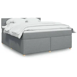 vidaXL Sommier à lattes de lit avec matelas Gris clair 180x200cm Tissu pas cher