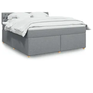 vidaXL Sommier à lattes de lit avec matelas Gris clair 180x200cm Tissu pas cher
