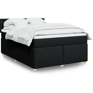 vidaXL Sommier à lattes de lit avec matelas Noir 140x200 cm Tissu pas cher