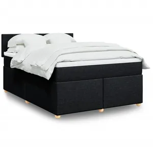 vidaXL Sommier à lattes de lit avec matelas Noir 160x200 cm Tissu pas cher